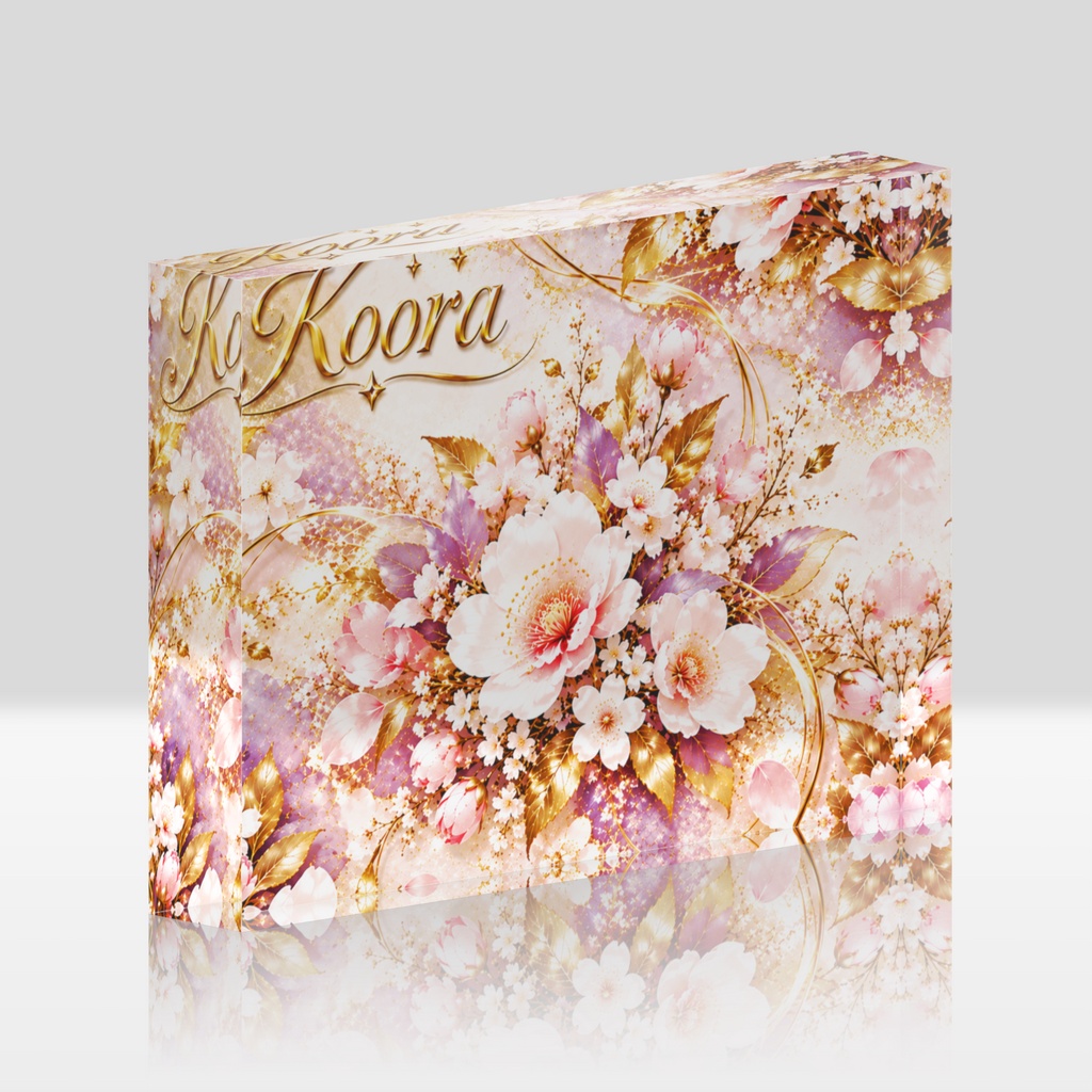 Koora 開運Blossom アクリルブロック(横型・クリア/ホワイト 2種類)Koora Lucky Blossom Acrylic Block (Horizontal – Clear & White, 2 Types)