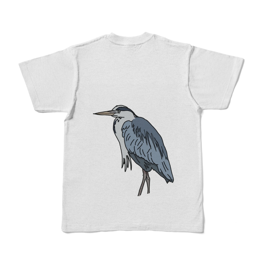 鳥が描いたアオサギTシャツ
