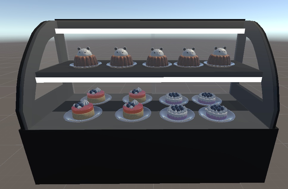 [3Dモデル]ケーキセット-ケーキキャビネット