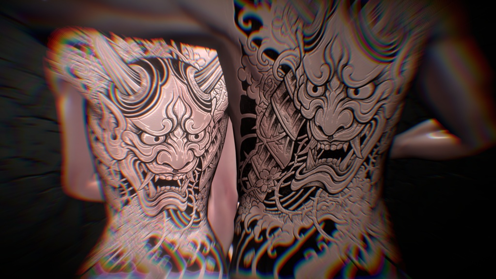 【6アバター対応】 和彫り Texture