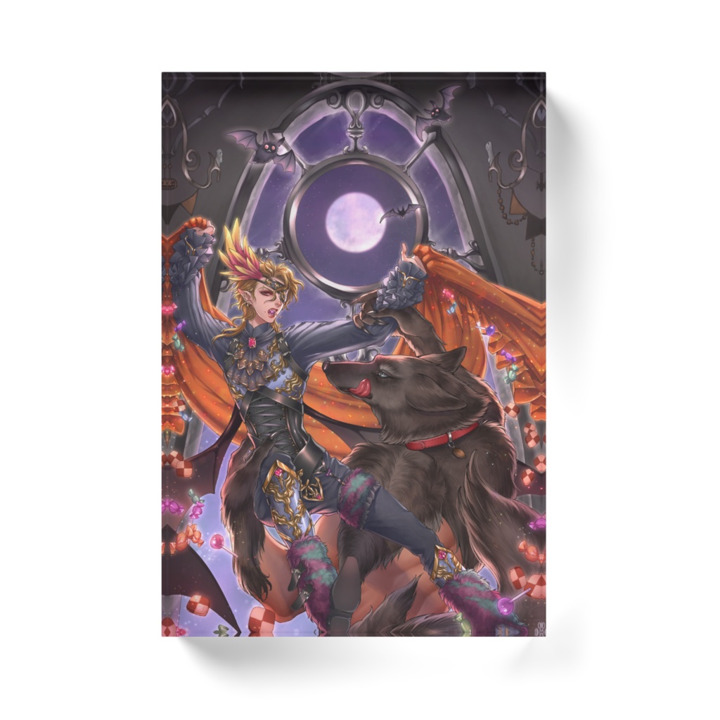 狼男と蝙蝠男ハロウィン アクリルブロック