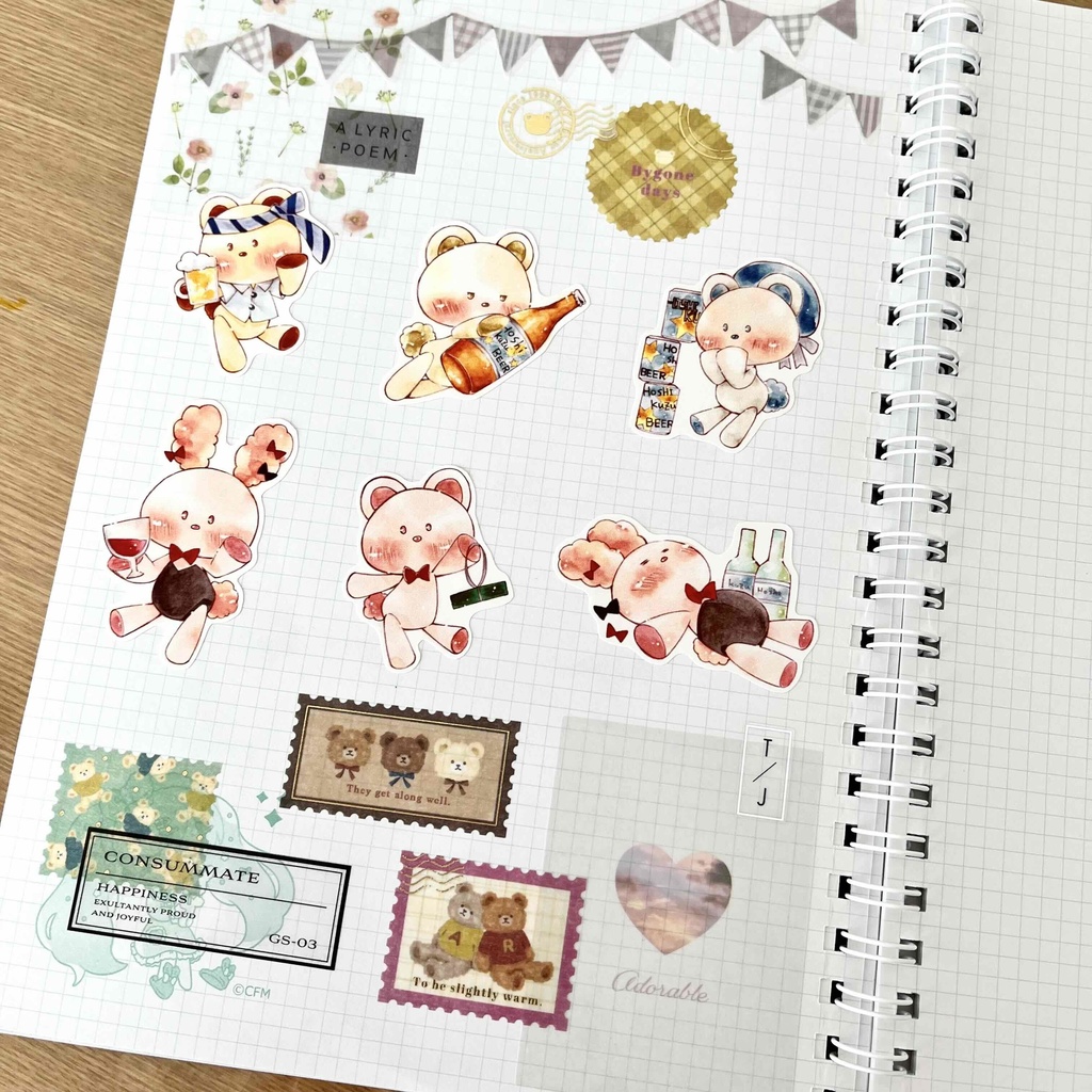 【耐水ステッカー】酔いどれくまうさ