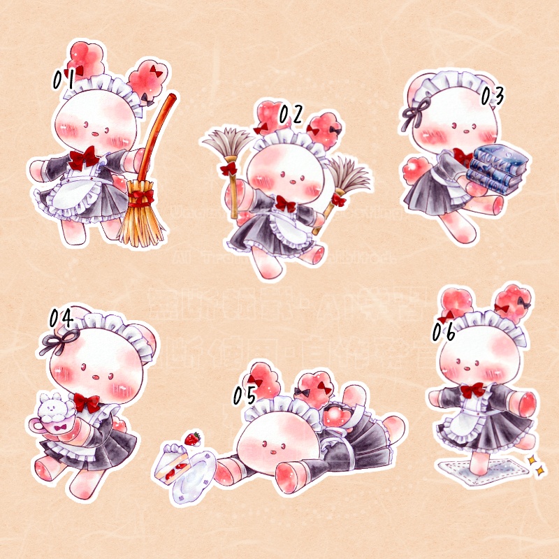 【耐水ステッカー】くまうさちゃんはスーパーメイド!