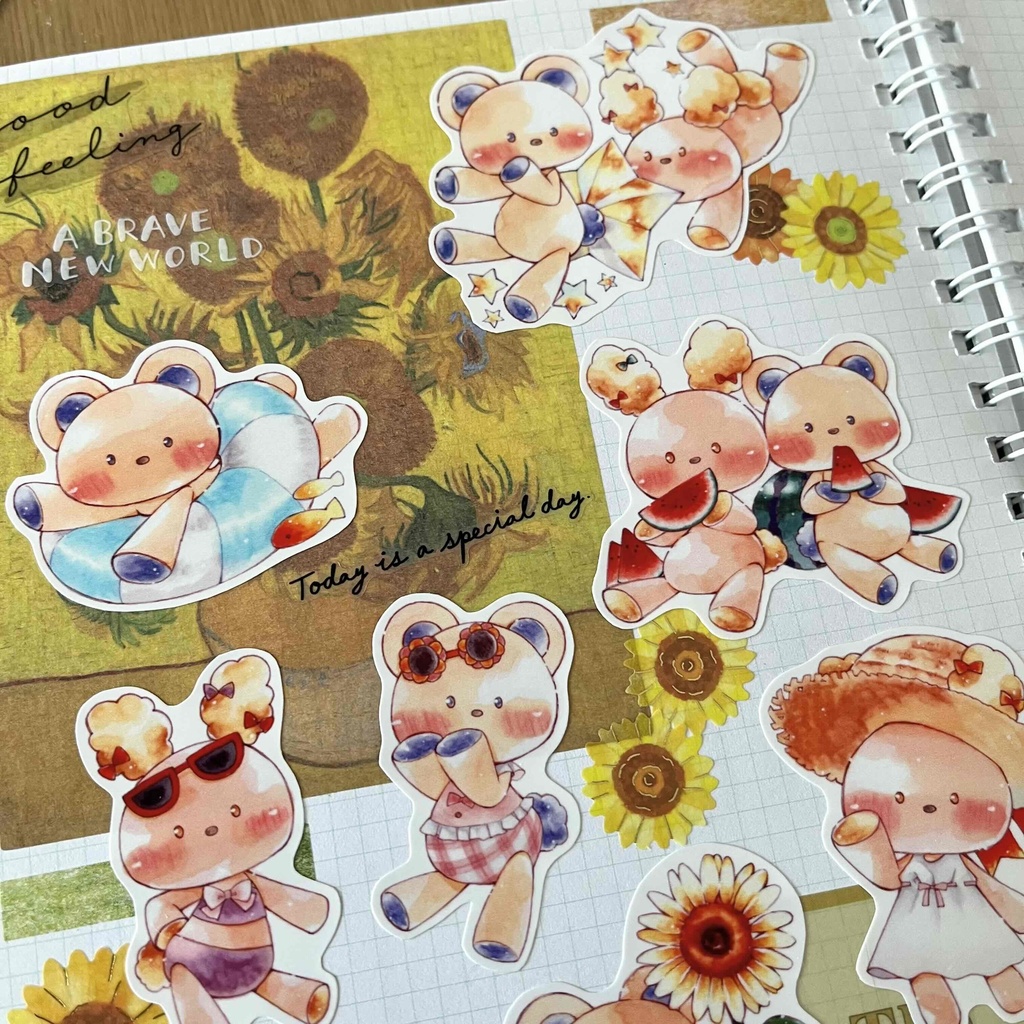 【耐水ステッカー】くまうさ夏満喫!