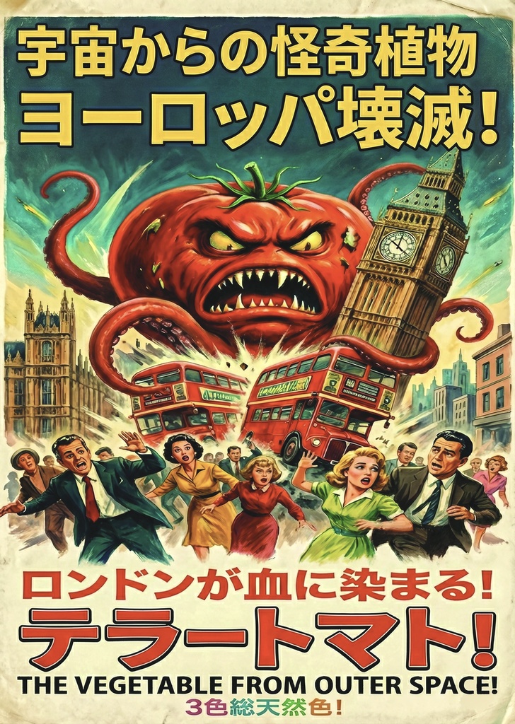 テラートマト【レトロSF映画ポスター風】:アクリルキーホルダー