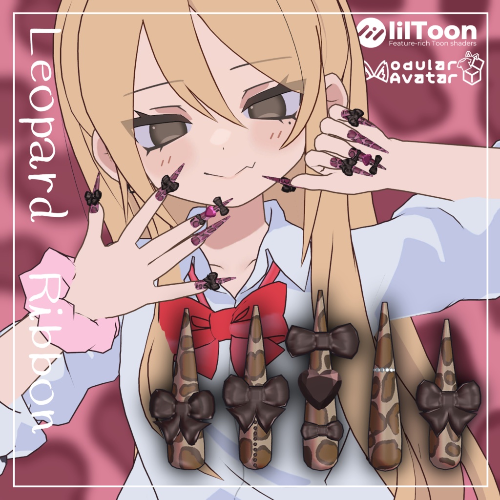 💜SALE中💜【凪夜瑠璃/森羅対応】Leopard Ribbon