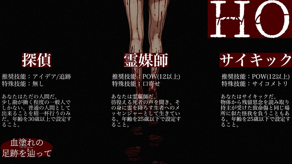 【クトゥルフ神話TRPG】『血塗れの足跡を辿って』【6版】