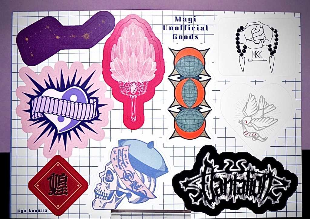 練紅明モチーフ ハーフカットステッカー