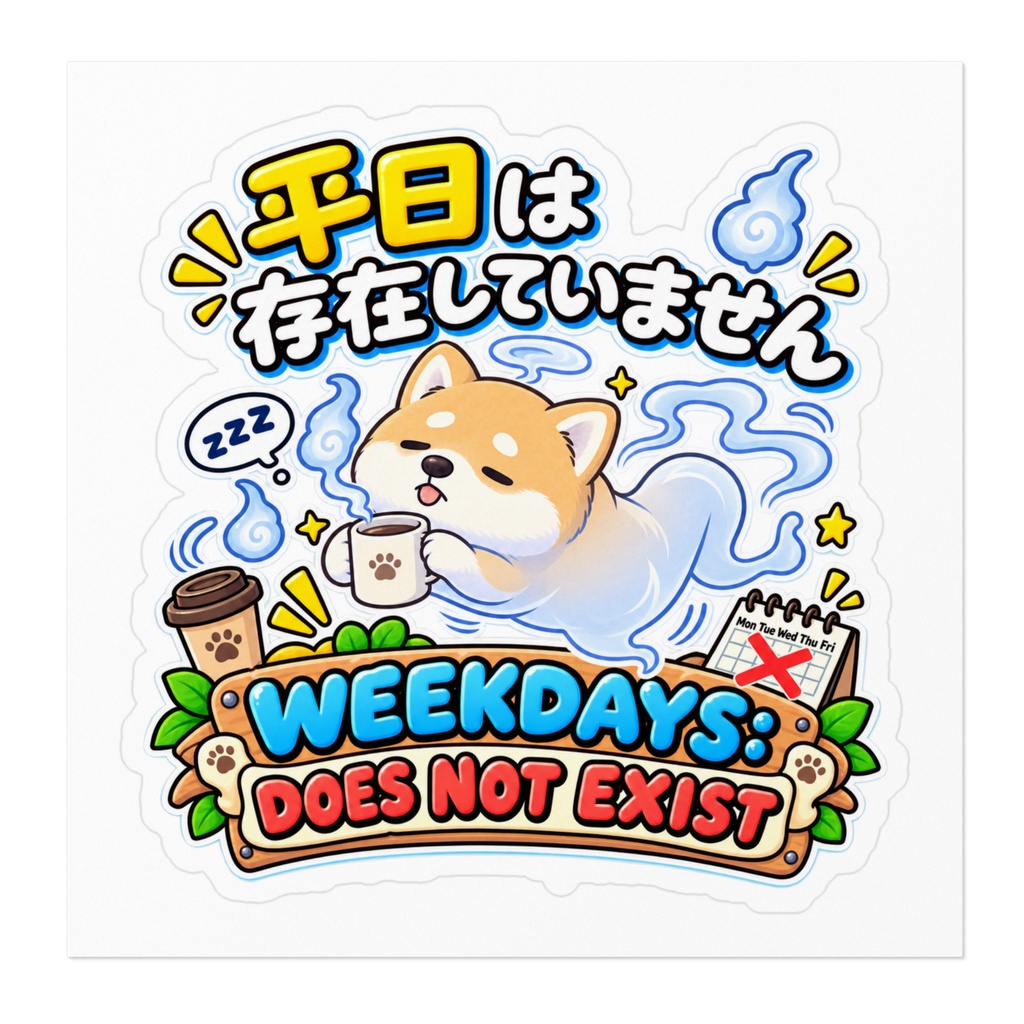 平日は存在していません(柴犬)/ "WEEKDAYS: DOES NOT EXIST" Shiba Inu Sticker
