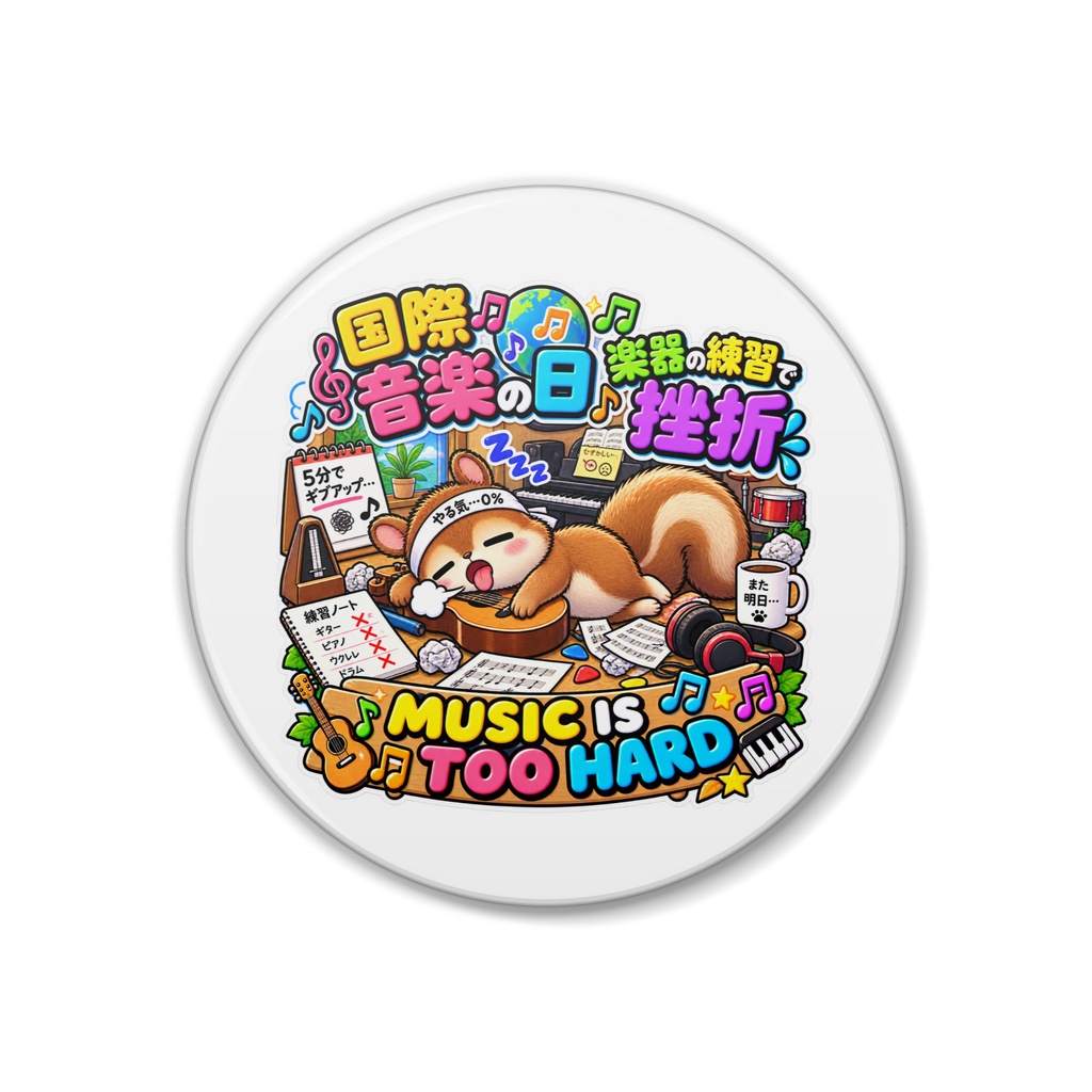 国際音楽の日に一念発起して楽器を始めたが、5分で難しさに敗北して寝る（リス） / "MUSIC IS TOO HARD" Squirrel