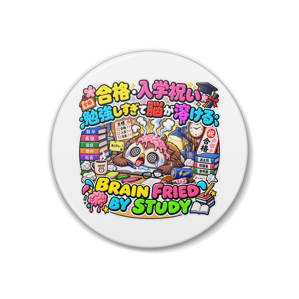 合格祝いをしてもらう前に、受験勉強で頭を使いすぎて脳が完全に液体化する（フクロウ） / "BRAIN FRIED BY STUDY" Owl