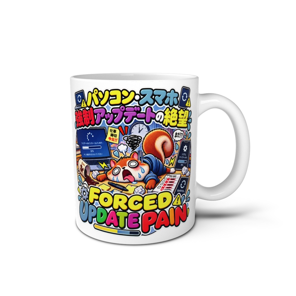 仕事の直前にパソコンが「今から強制アップデートします」と言い出し、絶望する（リス） / "FORCED UPDATE PAIN" Squirrel