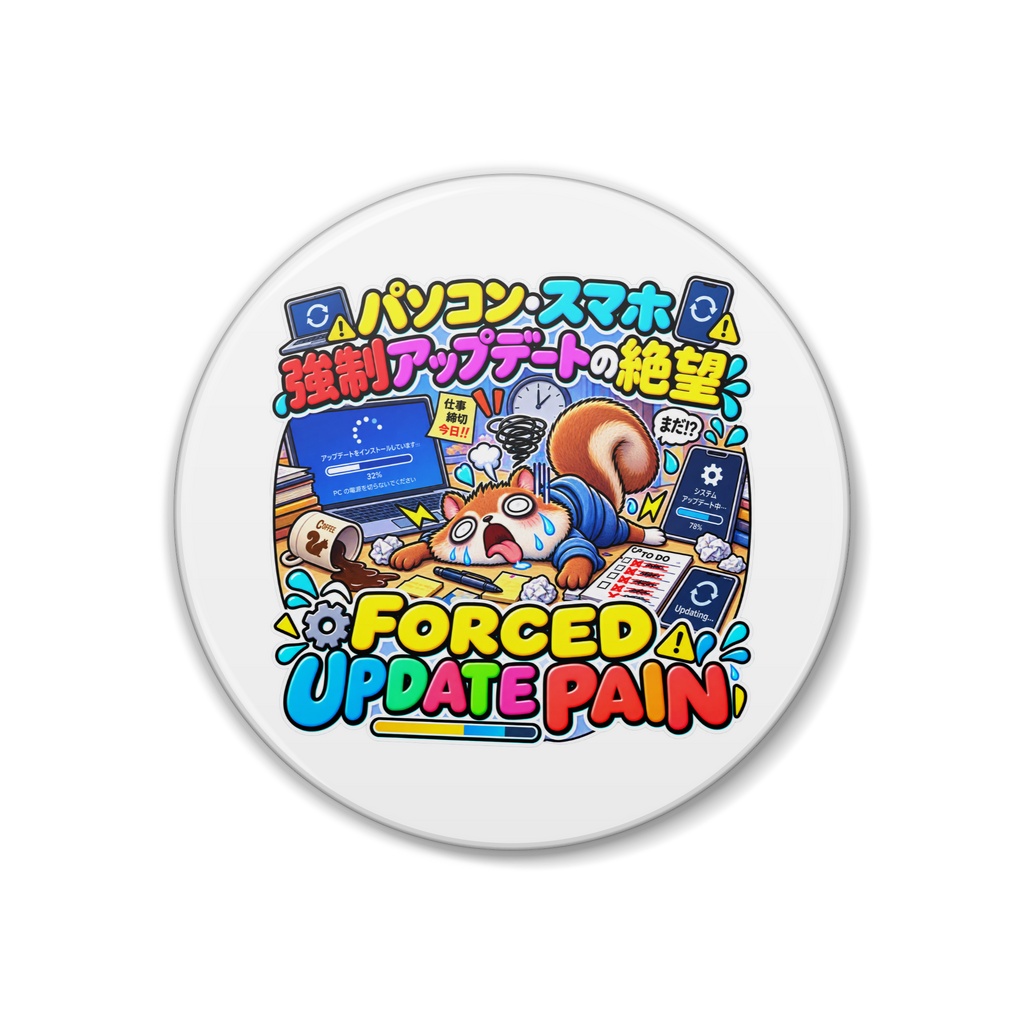仕事の直前にパソコンが「今から強制アップデートします」と言い出し、絶望する（リス） / "FORCED UPDATE PAIN" Squirrel