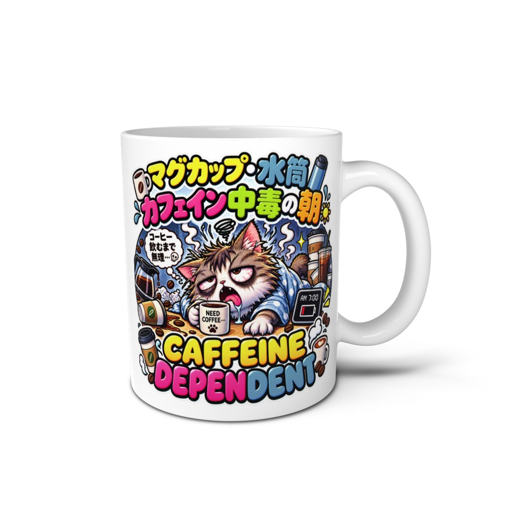 朝のコーヒーを飲み干すまで、人間としての尊厳を一切持っていない（ネコ） / "CAFFEINE DEPENDENT" Cat