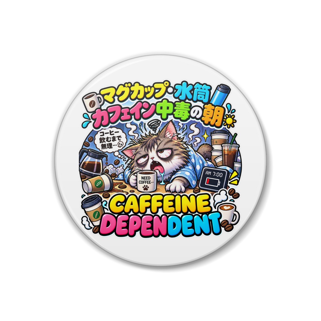 朝のコーヒーを飲み干すまで、人間としての尊厳を一切持っていない（ネコ） / "CAFFEINE DEPENDENT" Cat