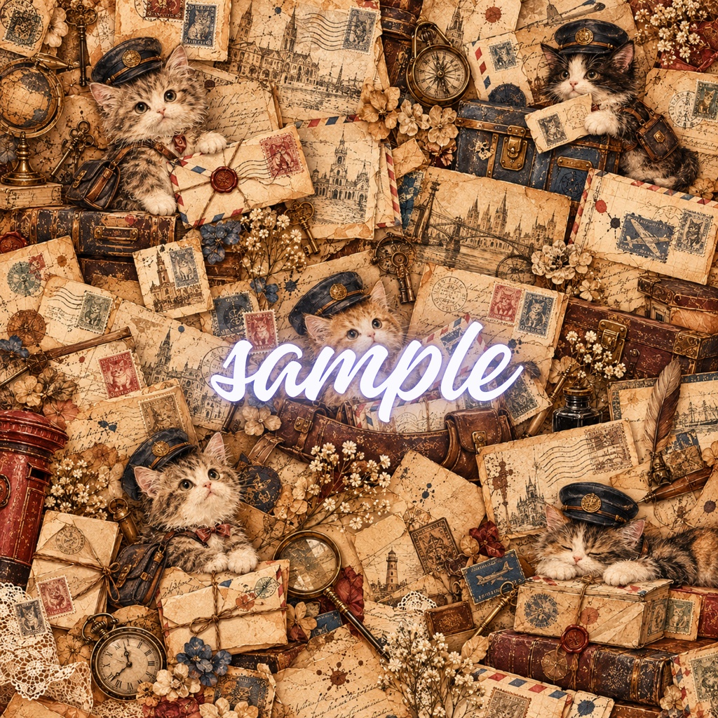 【期間限定価格】ヴィンテージ猫 デジタルペーパー ライフスタイル猫 5枚セット / Vintage Cat Digital Paper: Cozy Lifestyle Pack (3600px/商用利用OK/コラージュ・手帳デコ素材)