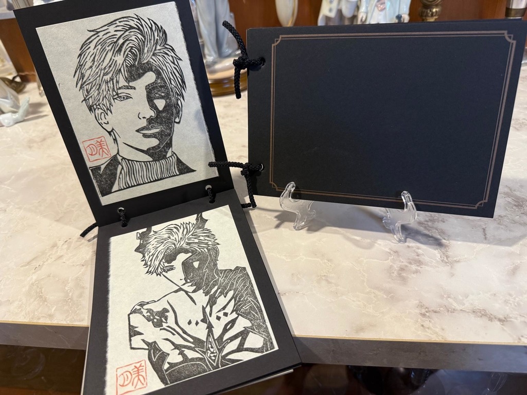 恋と深空　シン&シン主　消しゴムはんこ　和紙本