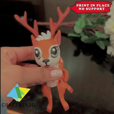 可愛い可動式のシカ3Dモデル!