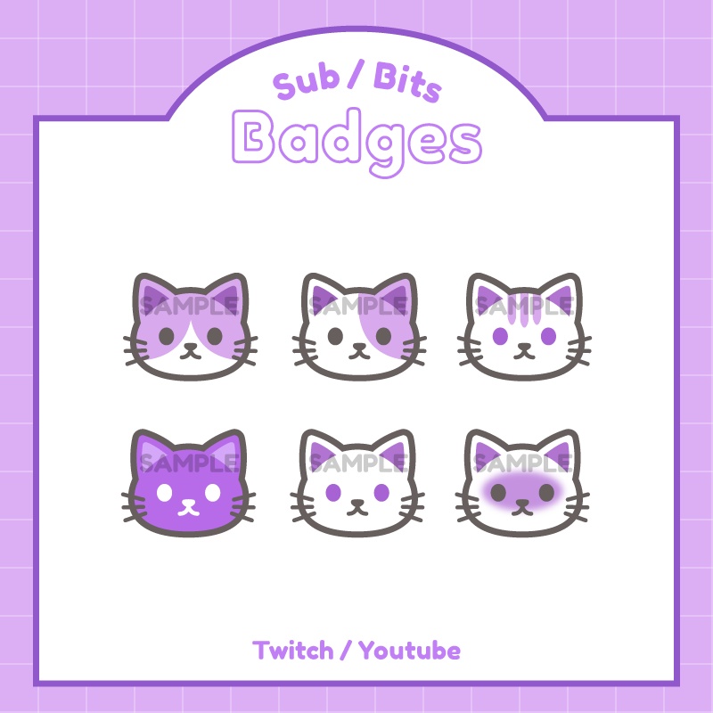 【サブスクバッジ】ねこ6種類 ※色別あり!