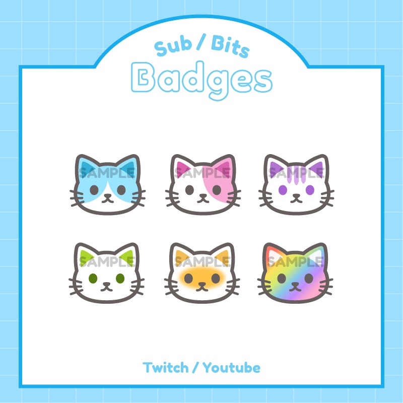【サブスクバッジ】ねこ６種類 ※色別あり!