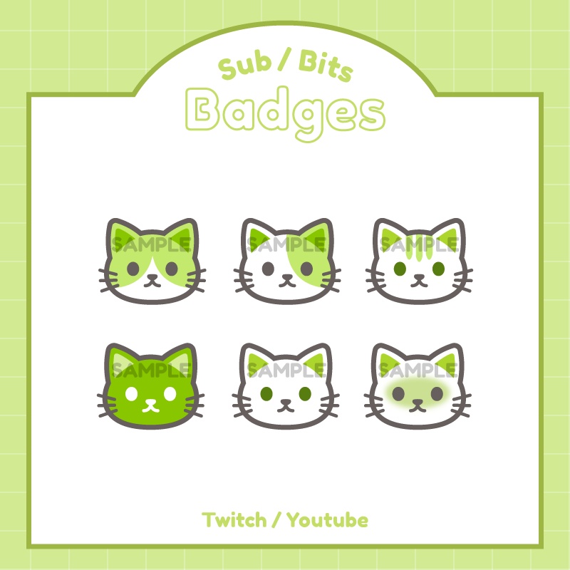 【サブスクバッジ】ねこ6種類 ※色別あり!