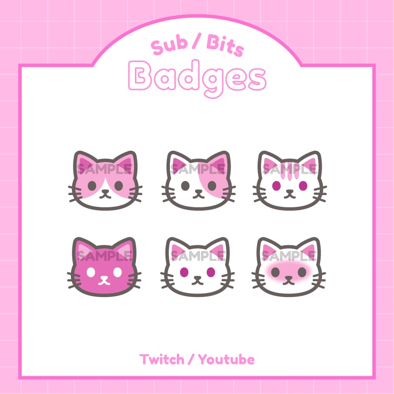 【サブスクバッジ】ねこ6種類 ※色別あり!