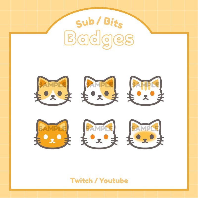 【サブスクバッジ】ねこ6種類 ※色別あり!