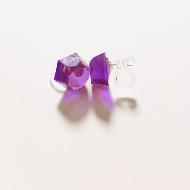 つぶつぶイヤリング⇄ピアス(六角/水色ラメ)