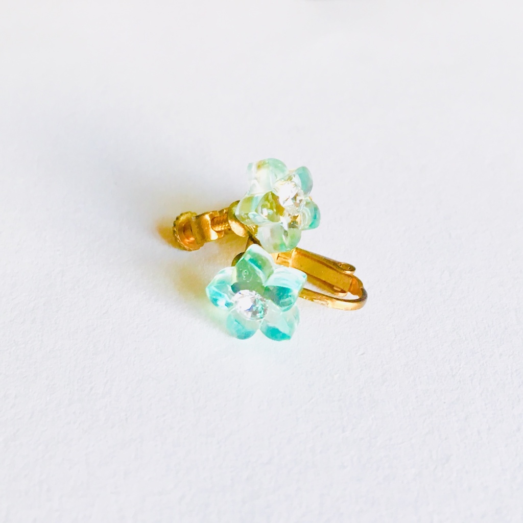 つぶつぶイヤリング⇄ピアス(花/赤)