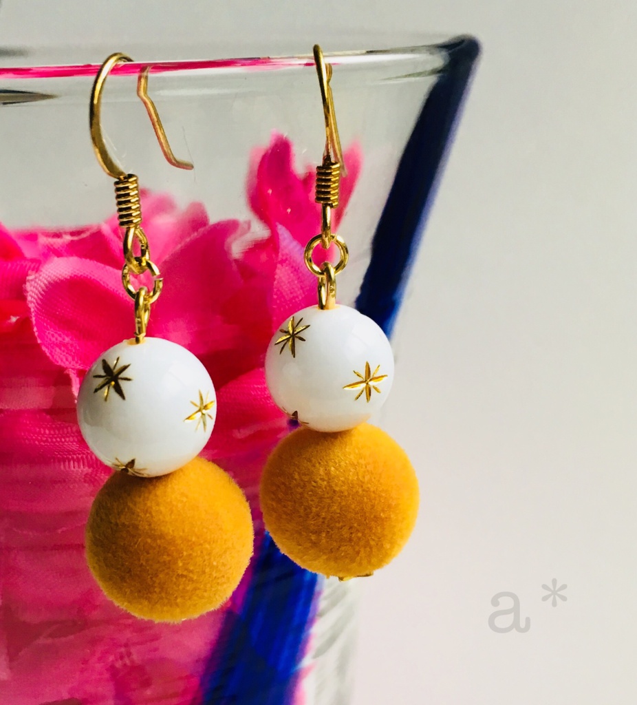 星空雪だるまのイヤーアクセサリー