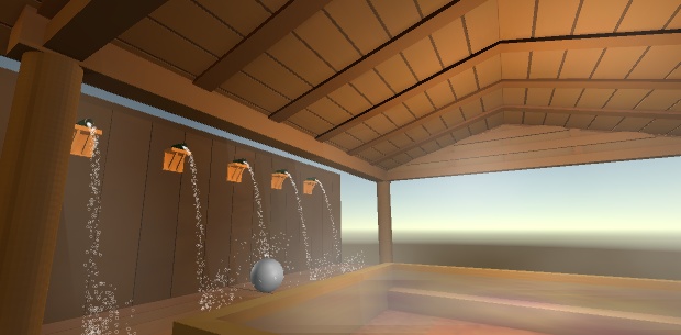 【お風呂・湯気付き斗】打たせ湯(木目調)