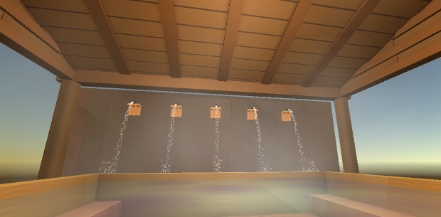 【お風呂・湯気付き斗】打たせ湯(木目調)