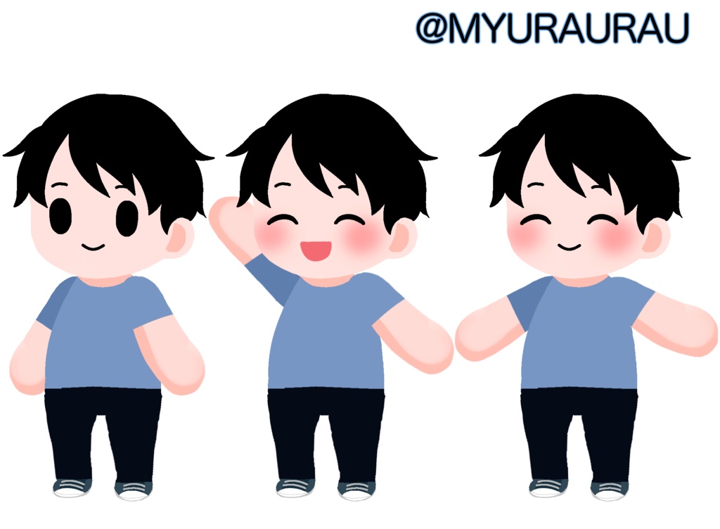 [商用利用OK!]青いTシャツの男の子(にこにこ)