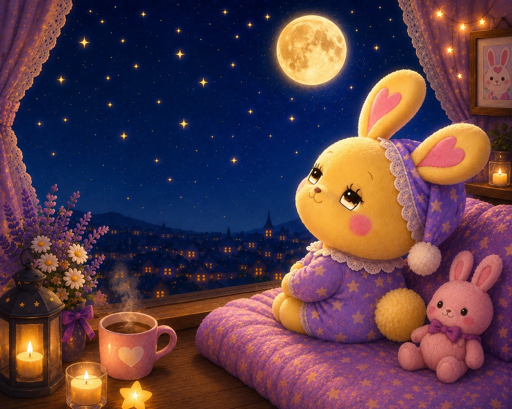 ラビうさ月夜のおやすみアクリルキーホルダー