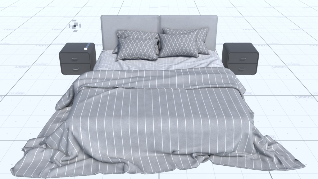 【VRChat/URP/HDRP 対応】RBS ModernBed-B【睡眠ギミック搭載済みベッド】