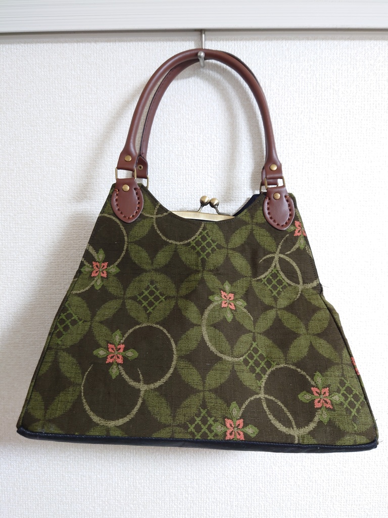 がま口バッグ-深緑-