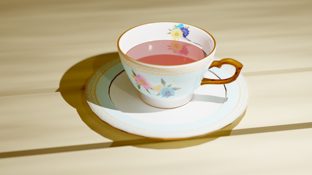 【3Dモデル】花柄ティーカップ