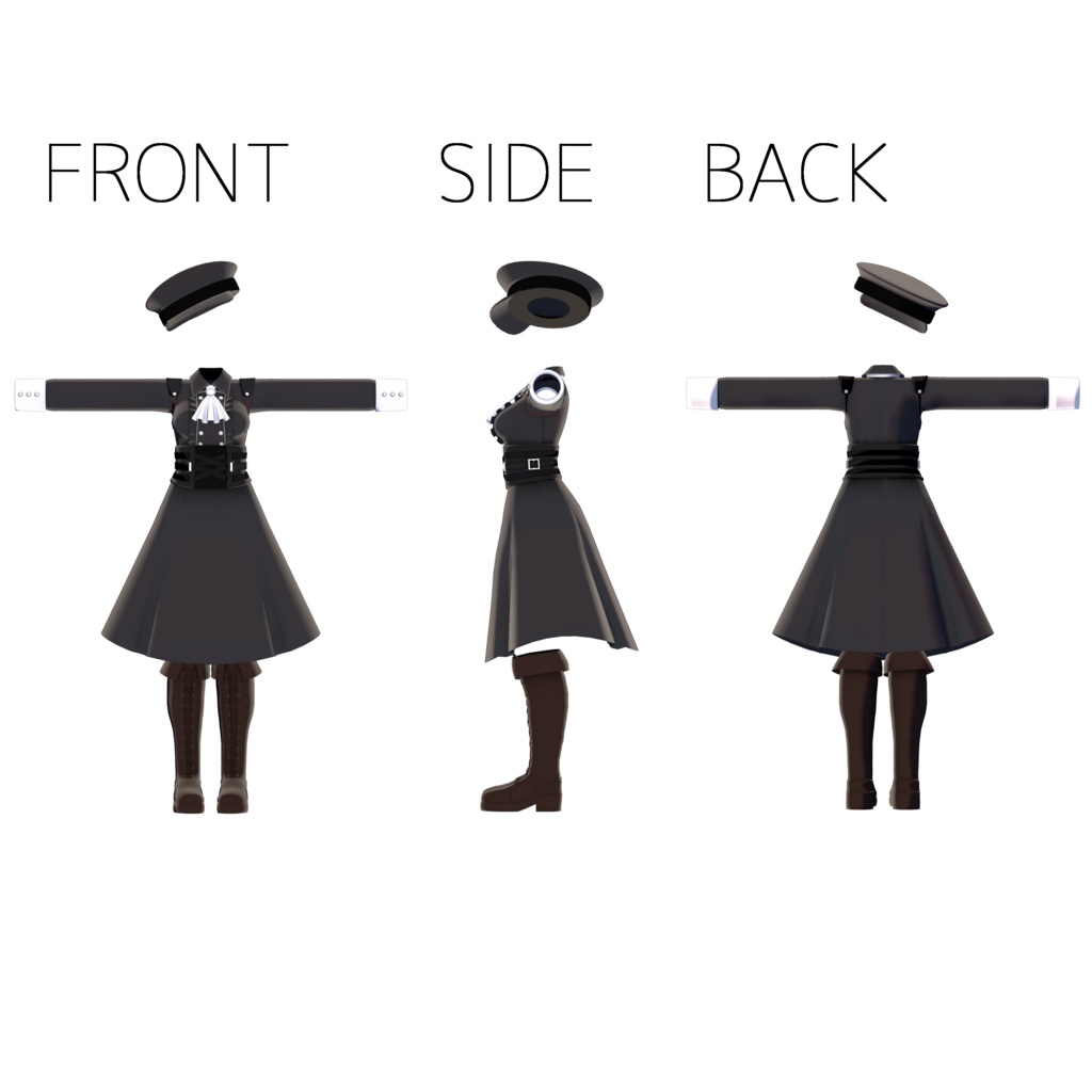 ロリータミリタリー【複数アバター対応衣装モデル】