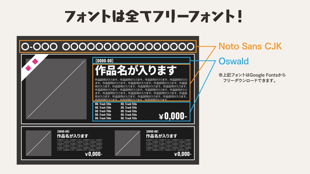 お品書きテンプレート(A3横)