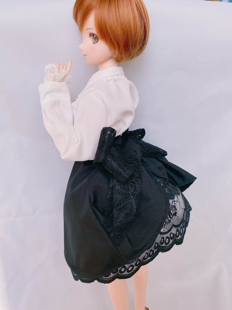 DD バックリボンスカート　黒×レース