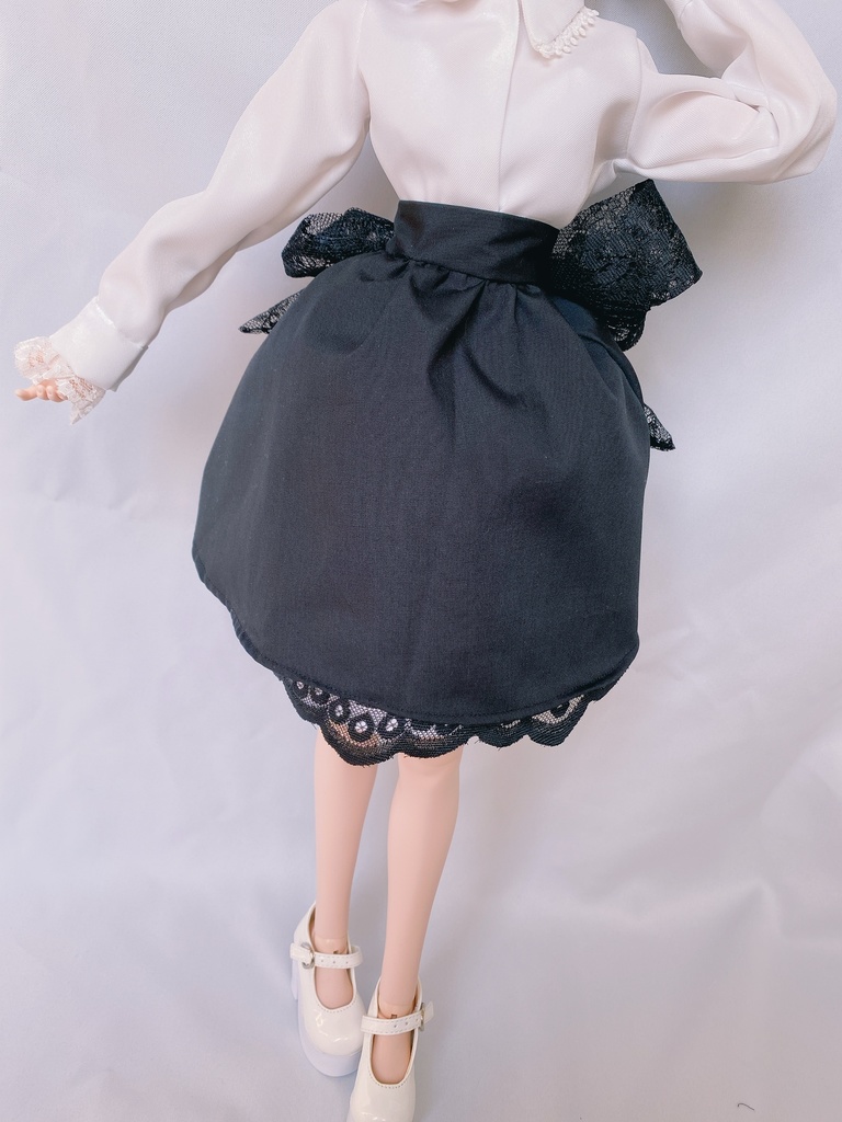DD バックリボンスカート　黒×レース