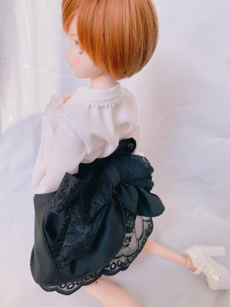 DD バックリボンスカート　黒×レース