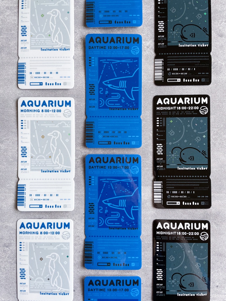 水族館チケット風ステッカー(海水)