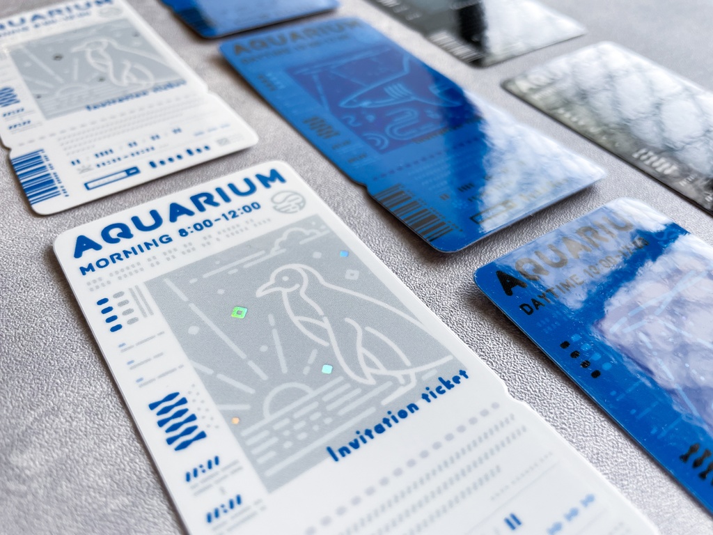 水族館チケット風ステッカー(海水)