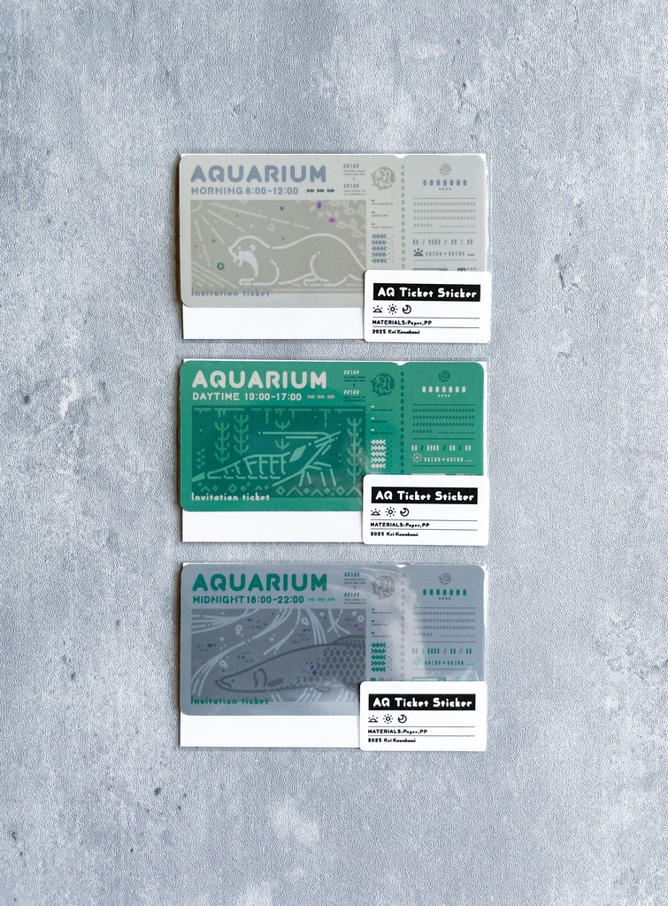水族館チケット風ステッカー(淡水)