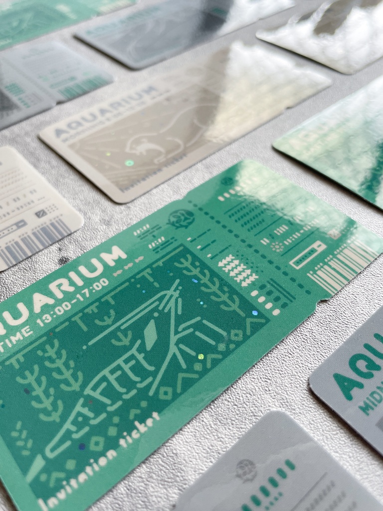 水族館チケット風ステッカー(淡水)