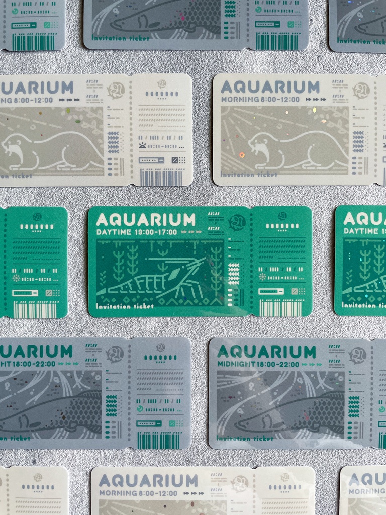 水族館チケット風ステッカー(淡水)
