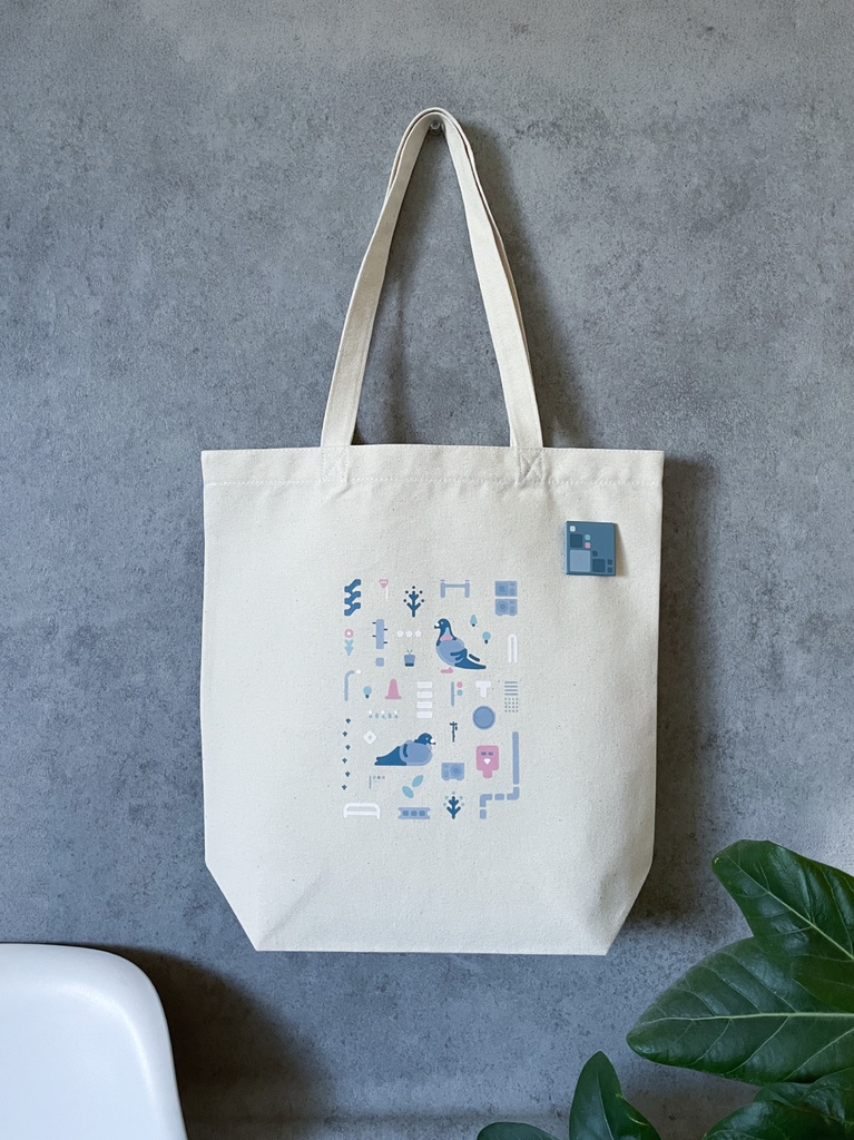 缶バッヂ付きトートバッグ(hato)