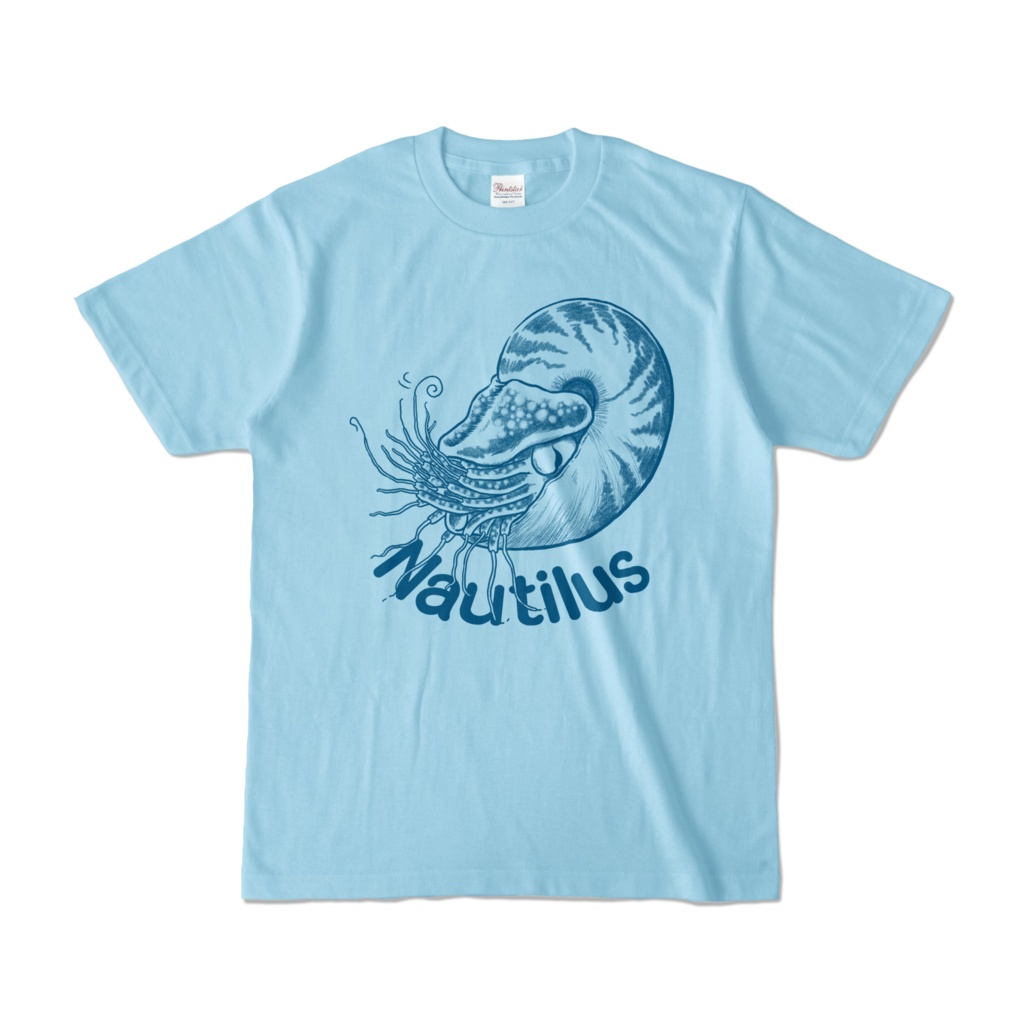 オウムガイ柄Tシャツ - ライトブルー (淡色)