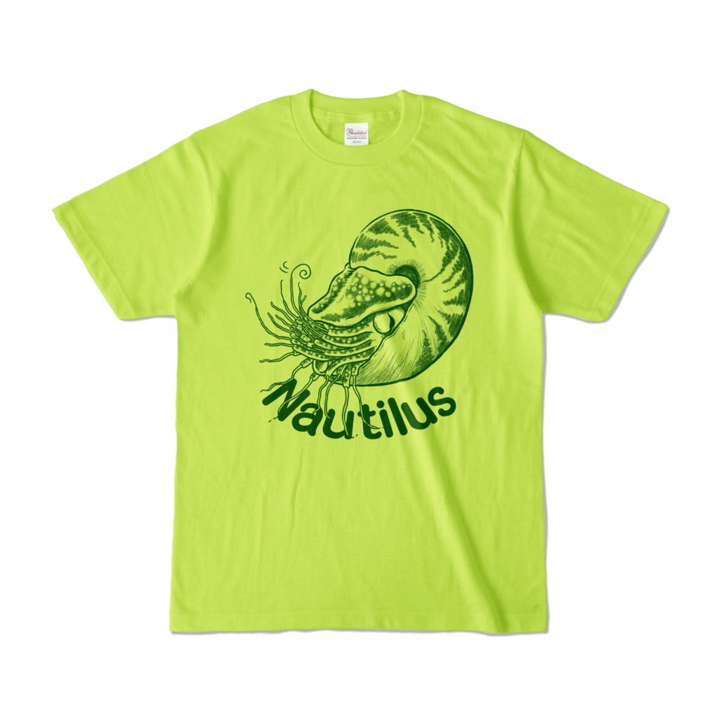 オウムガイ柄Tシャツ - ライトグリーン (淡色)